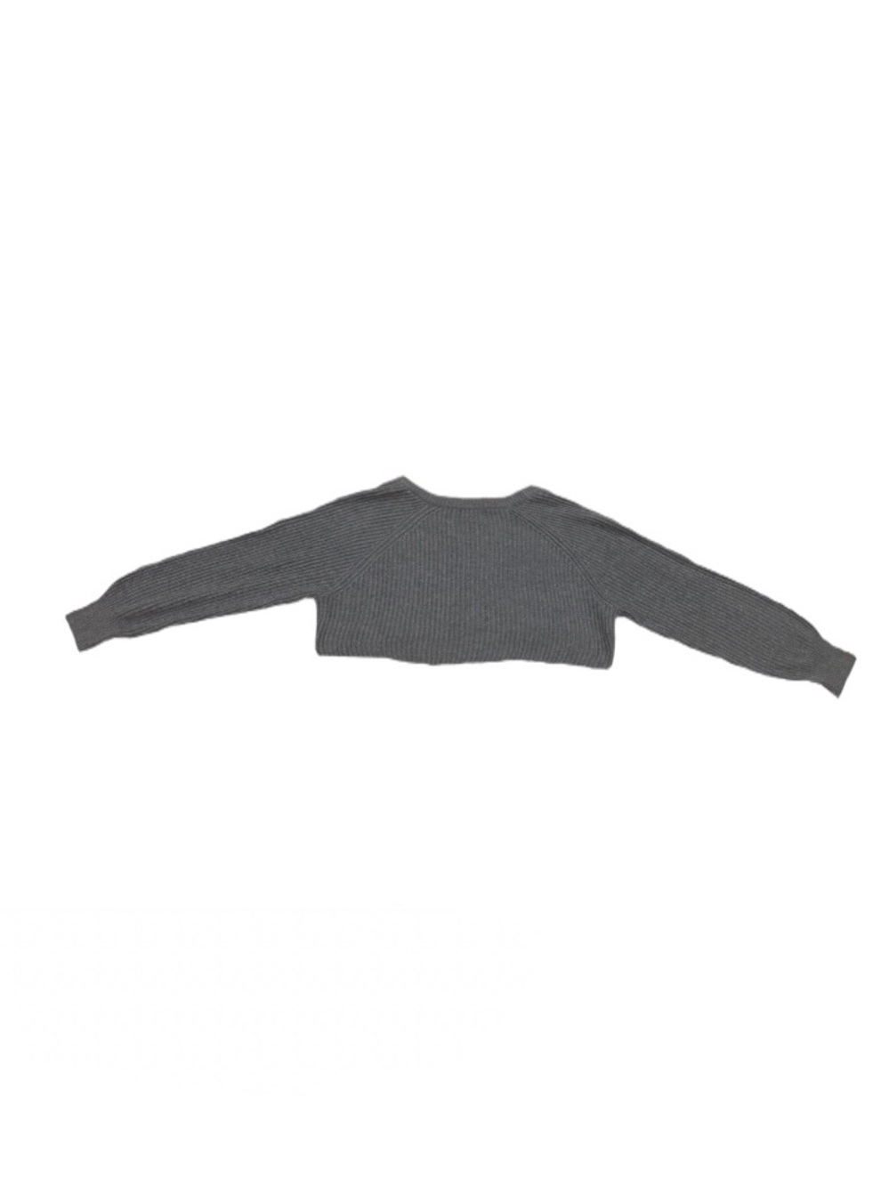 Cotton Candy LA Ribbed Cropped Crewneck Sweater - Gray - Picture 3 of 11